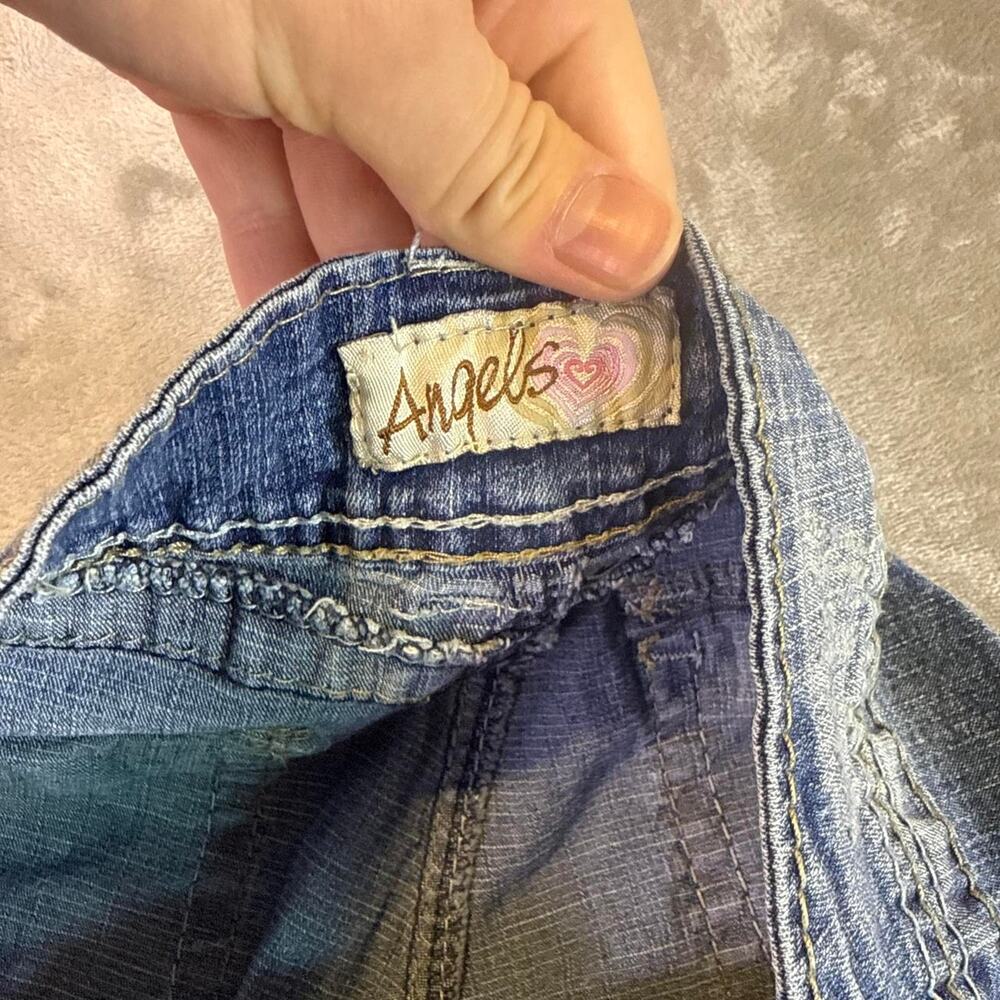 Y2K Angels Low Rise Bootcut Denim Jeans Women’s 17 Blue Distressed - Picture 4 of 8
